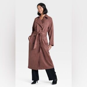 A New Day Women's Suede Brown Trench Coat